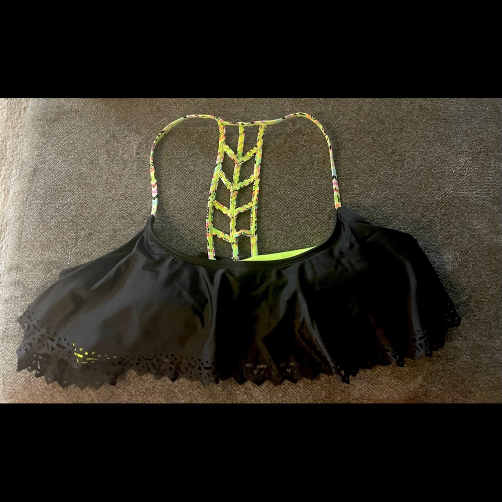 Black and green bikini top